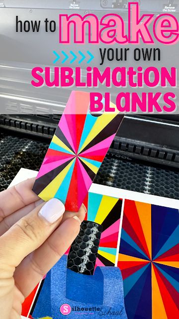 someone is holding up a colorful sticker with the words how to make your own sublimation blanks