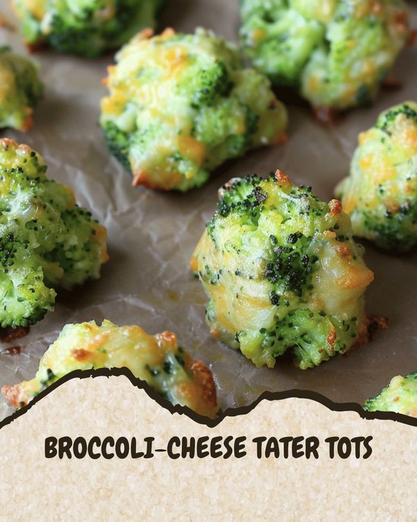 broccoli - cheese tater tots are sitting on wax paper with the words, broccoli - cheese tater tots