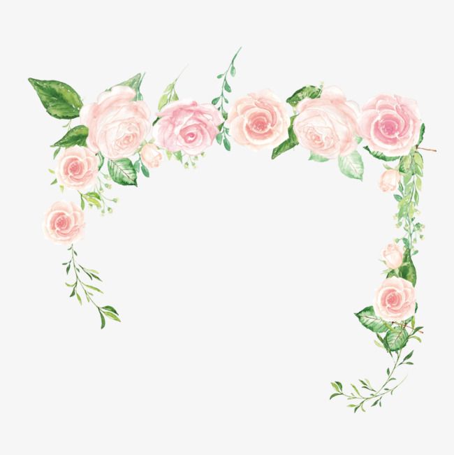 pink roses and green leaves are arranged in the shape of a heart on a white background