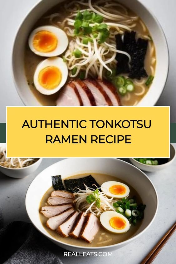 two bowls filled with ramen and topped with hard boiled eggs, meats, and noodles