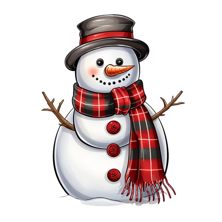 a snowman wearing a hat and scarf