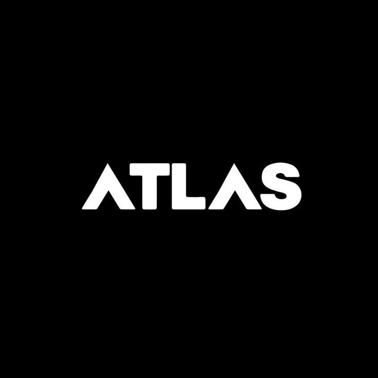 the logo for atlas is shown on a black background