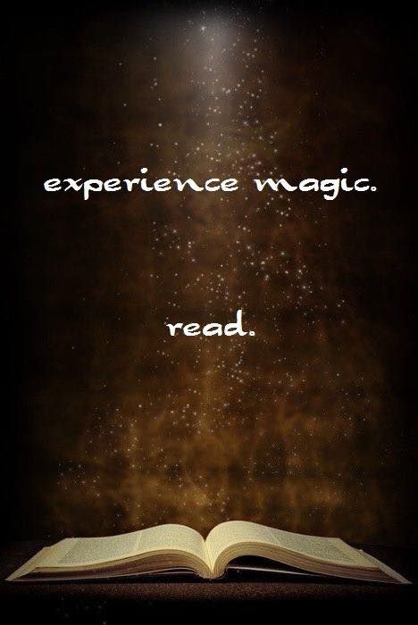 an open book with the words experience magic read