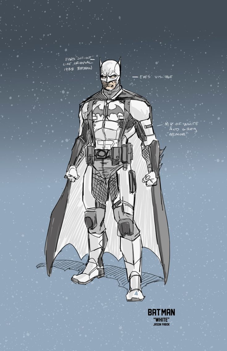 a drawing of batman standing in the snow with his cape open and hands on his hips