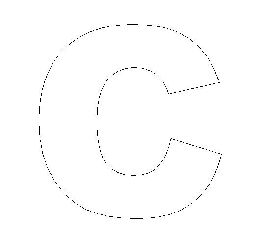 the letter c is shown in black and white