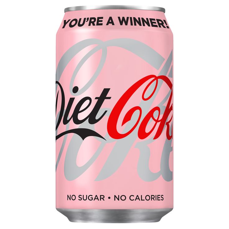 a pink diet coke can with the word diet coke written on it and an image of a