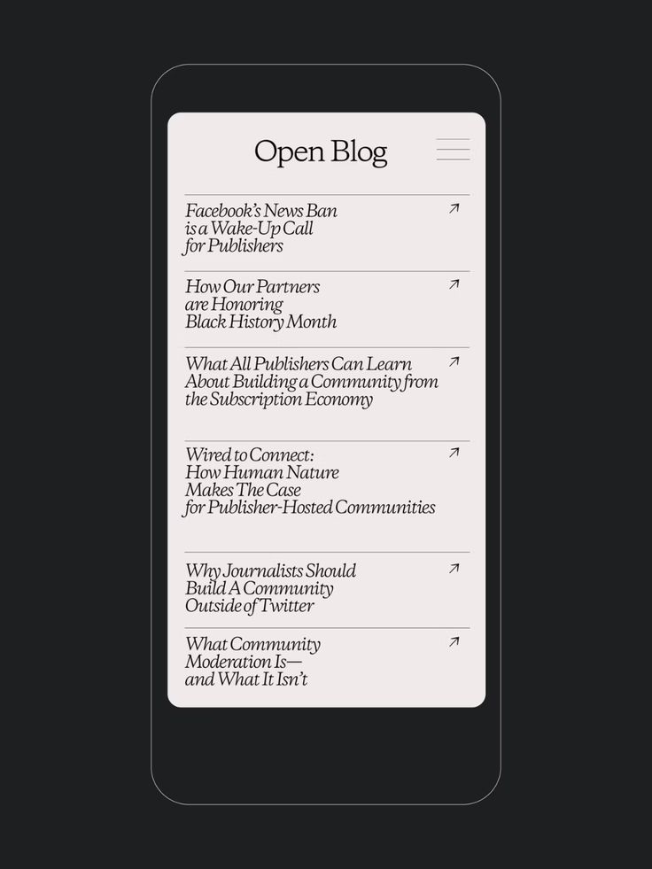 the open blog is displayed on an iphone