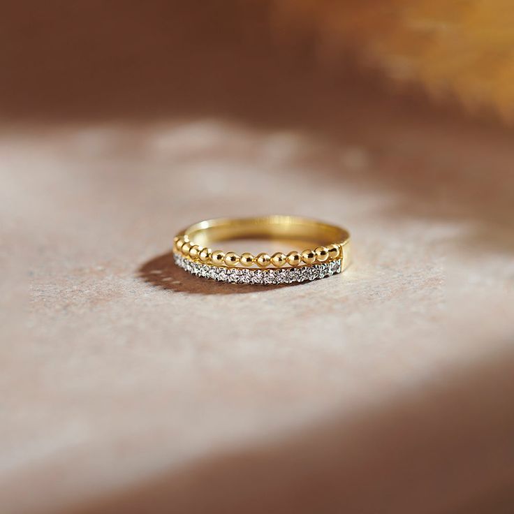 Beaded Diamond Band, 14K Gold Vermeil, 1/10 ct Lab Grown Diamond-1 Accessories Collection, Diamond Band, Diamond Bands, Band Ring, Gold Vermeil, Lab Grown Diamonds, 14k Gold, Fine Jewelry, Diamonds