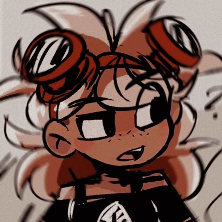 a drawing of a girl with glasses on her head and hair blowing in the wind