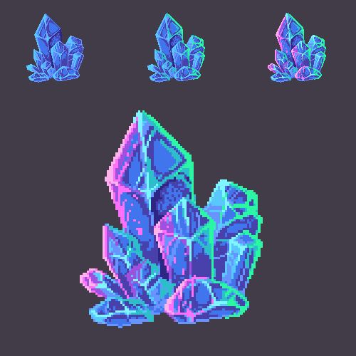 an image of some crystals on a black background with blue and pink colors in the middle