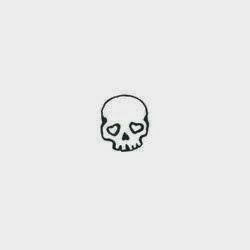 a black and white drawing of a skull