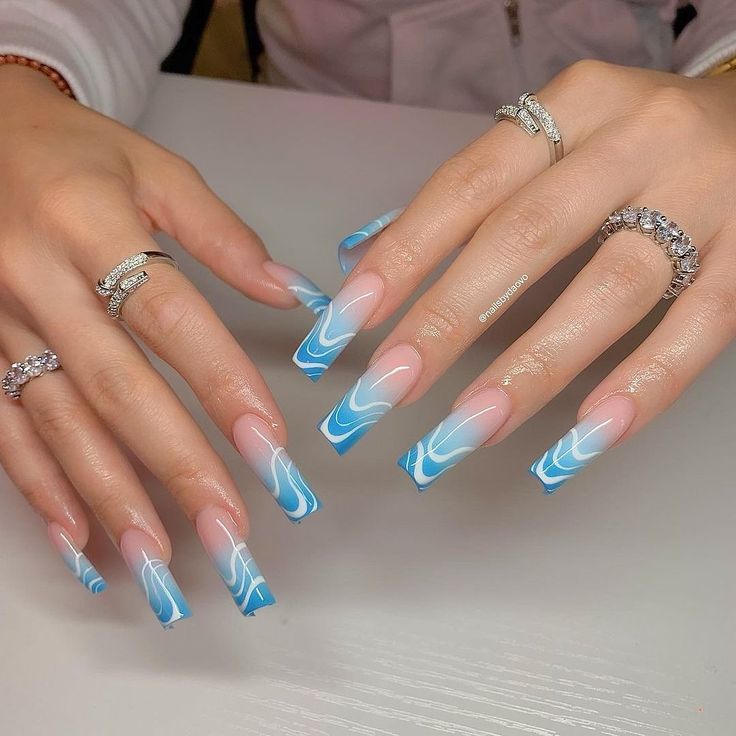 Unghie Sfumate, Pink Cover, Blue Acrylic Nails, Drip Nails, Acrylic Nails Coffin Short, Coffin Nails Designs, Fire Nails, Acrylic Nails Coffin, Dream Nails