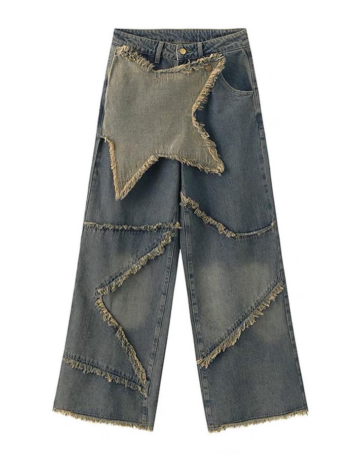 Star Plush, Y2k Baggy Jeans, Street Jeans, Patchwork Jeans, Star Jeans, Jeans For Women, Colored Denim, Jeans Brands, Baggy Jeans