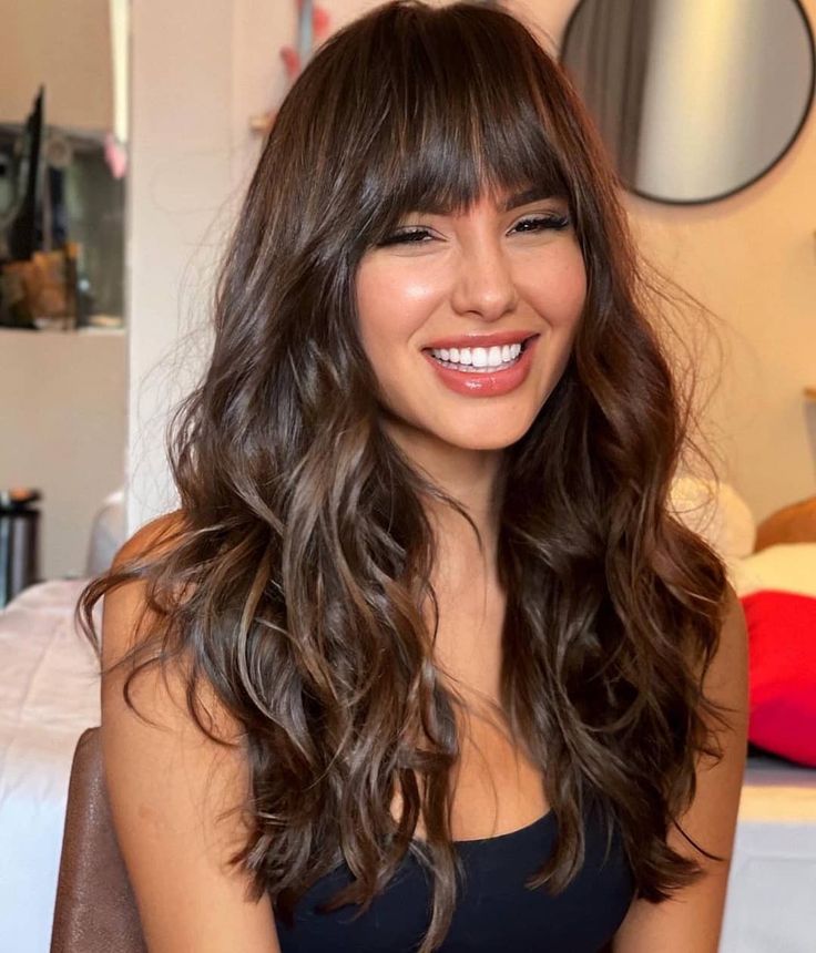 Wavy Bangs Hairstyles, Light Golden Brown Hair Color, Light Golden Brown Hair, Hair Colour Trends, Fashion Haircut, Wavy Bangs, Golden Brown Hair, Shade Of Brown, Light Golden Brown