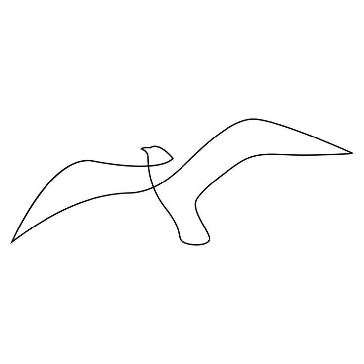 a line drawing of a bird flying in the sky