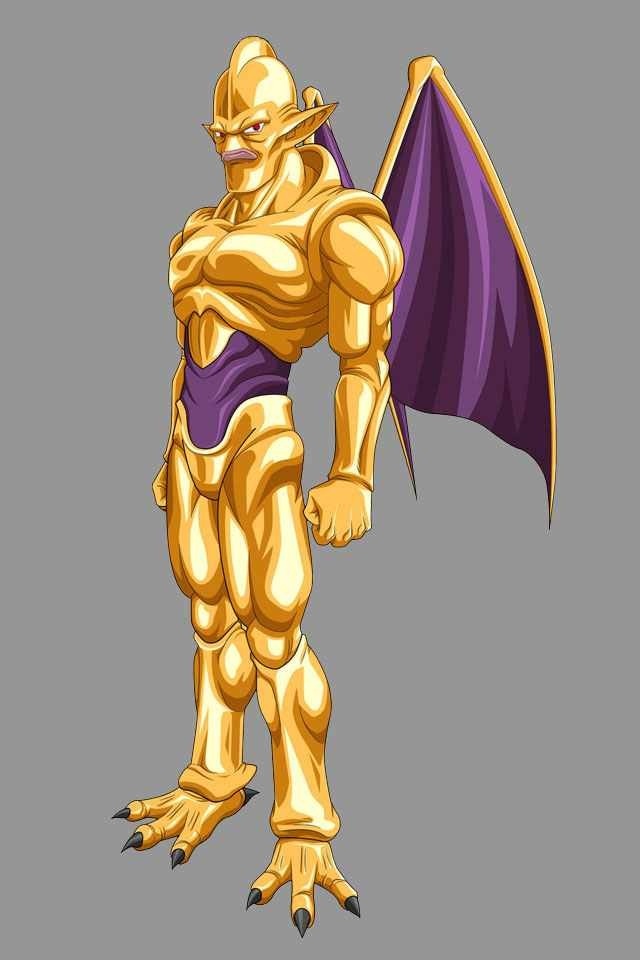 an image of a golden robot holding a purple dragon wings on his arm and looking at the viewer