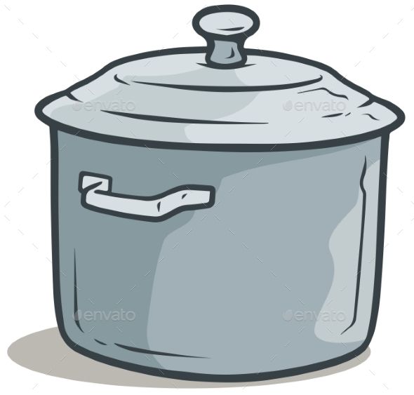 a pot with lid and handle on white background - food objects clippings illustrations