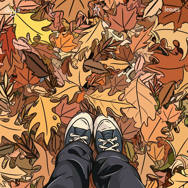 a person standing in front of a pile of leaves with their feet on the ground