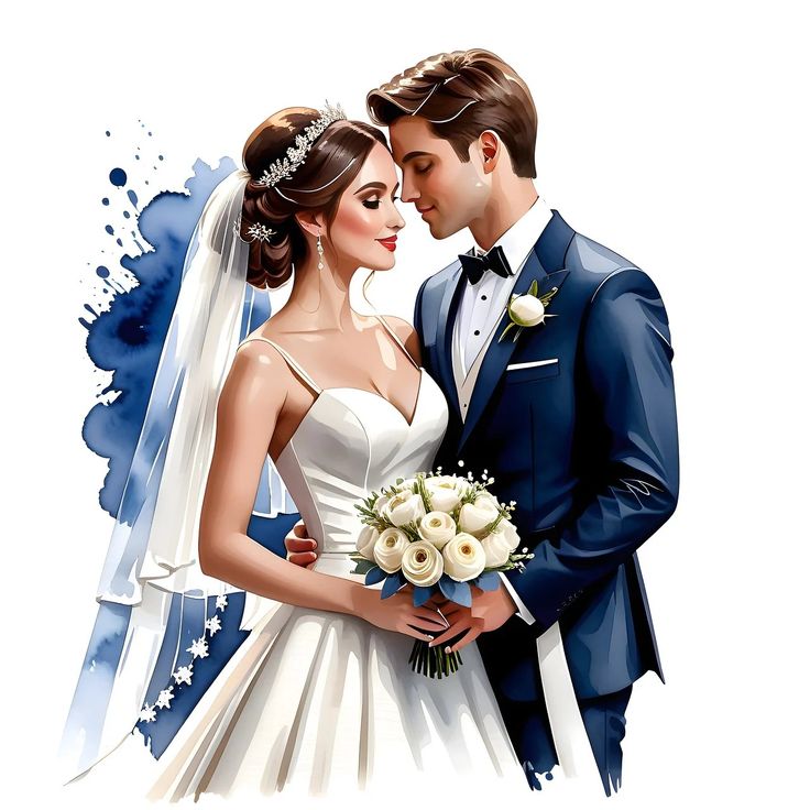 a painting of a bride and groom