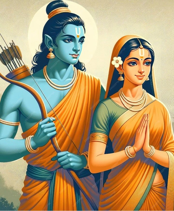 Ram And Sita Sketch, Shree Ram Illustration, Sita Ram Paintings Hindu Art, Raam Sita, Ramayana Wallpaper, Ramayan Painting, Ma Durga Images For Dp, Siya Ram Painting, Ram Sita Image