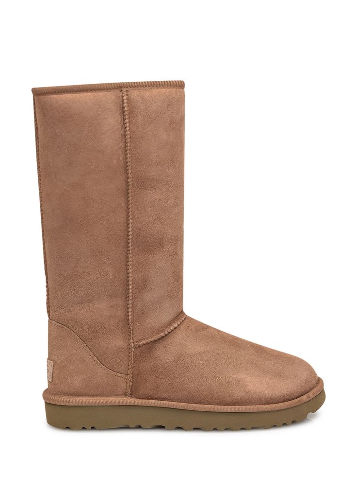 Beige suede high boot. Slip-on. Sheepskin lining. Logo patch at heel.Composition: Outside:, 100% Leather Lining:, 100% Leather Sole:, 100% Rubber Heel Reference, Ugg Shoes Women, Ugg Leather Boots, Ugg Boots Tall, Ugg Classic Tall, Tall Brown Boots, Tom Ford Handbags, Ugg Classic Short, Margiela Shoes