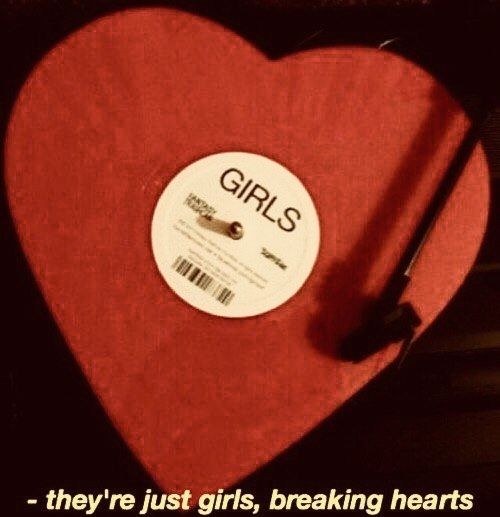 a red heart with the words girls on it