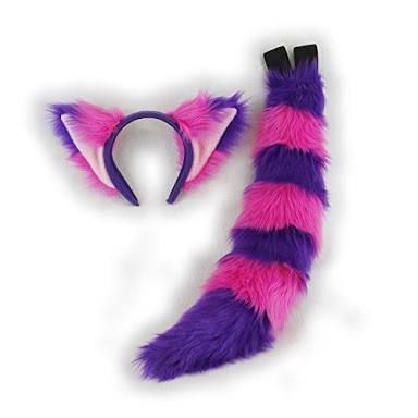 a purple and pink cat tail with ears