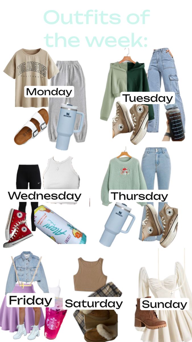 Tuesday Outfit School, Thursday Outfit For School, Cute Easy Outfits For School, Thursday Outfit, Wednesday Outfit, Outfit School, Simple Outfits For School, Friday Saturday Sunday, Monday Tuesday Wednesday