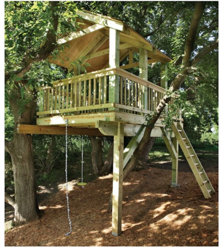 Treehouse PLANS DIY Build X Childrens Play House Shelter Self - Etsy Kids Backyard Ideas, Treehouse Plans, Backyard Fort, Simple Tree House, Play Area Backyard, Tree House Plans, Tree Fort, Tree House Diy, Self Build