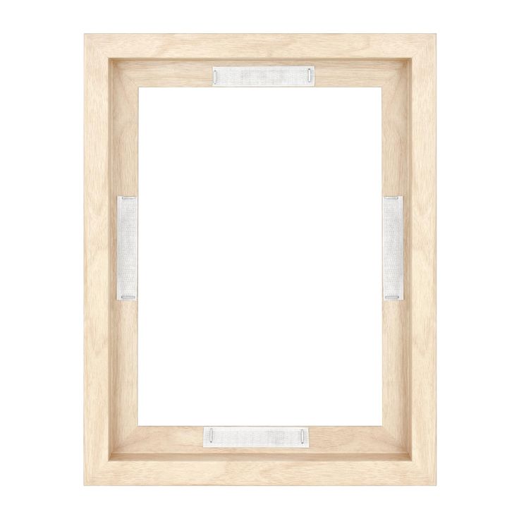 an empty wooden frame on a white background