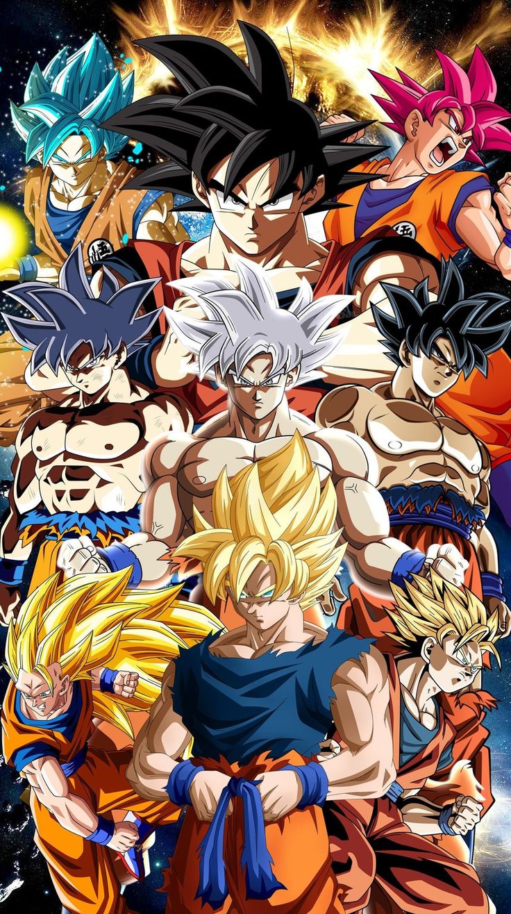 the dragon ball movie poster with many characters in it, including gohan and vegeta