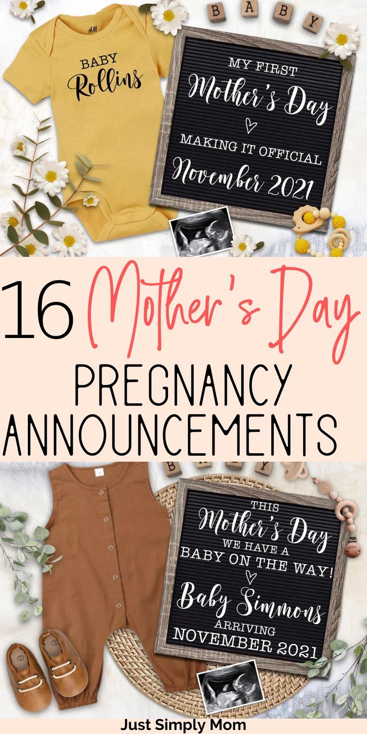 the mother's day announcement with baby clothes and shoes