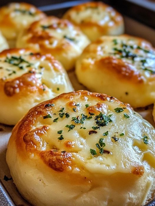 some bread with cheese and herbs on it