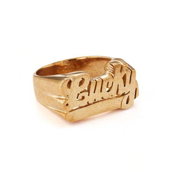 A perfect addition to your favorite stack - our signature nameplate rings are a quirky spin on an old school favorite. Guacamole? Winetime? Sweatpants? Whatever your passion... we GET you.Hand-carved unisex rings are available in sizes 5-13 - please contact us directly for any additional sizing needs.These items are handmade! Please allow 5-10 business days for rings to be sized and shipped. Rush shipping is available upon checkout. Urban Accessories, Nameplate Ring, Lucky Ring, Unisex Rings, Dope Jewelry, Funky Jewelry, Jewelry Lookbook, Unisex Ring, Crown Jewels