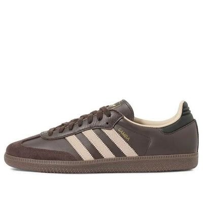 adidas Samba OG 'Dark Brown Beige Gum' JI0217 Adidas Plus Size, Stockholm Fashion Shoes, Brown Samba Adidas, Brown Leather Adidas Sneakers, Classic Brown Adidas Sneakers, Brown Sambas Outfits, Adidas Sporty Sneakers With Leather Sole, Brown Adidas Samba, Brown Adidas Outfit