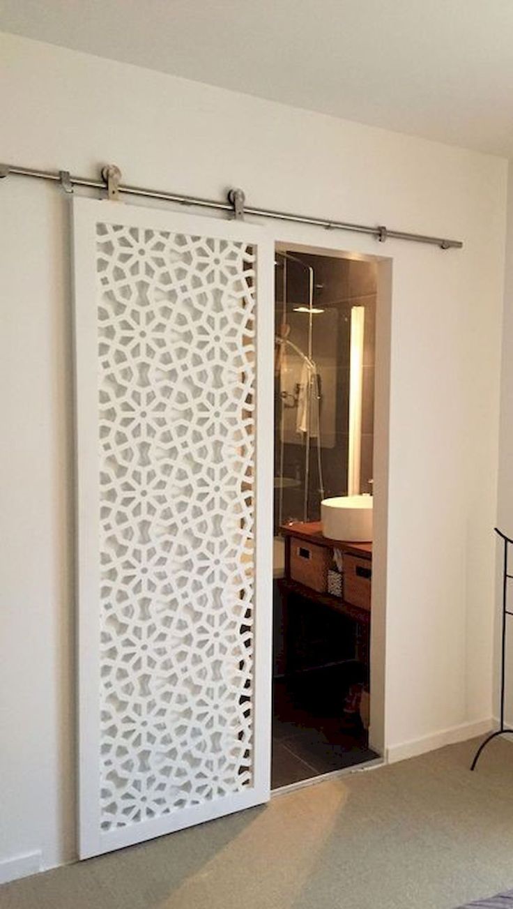 an open sliding door in a white room