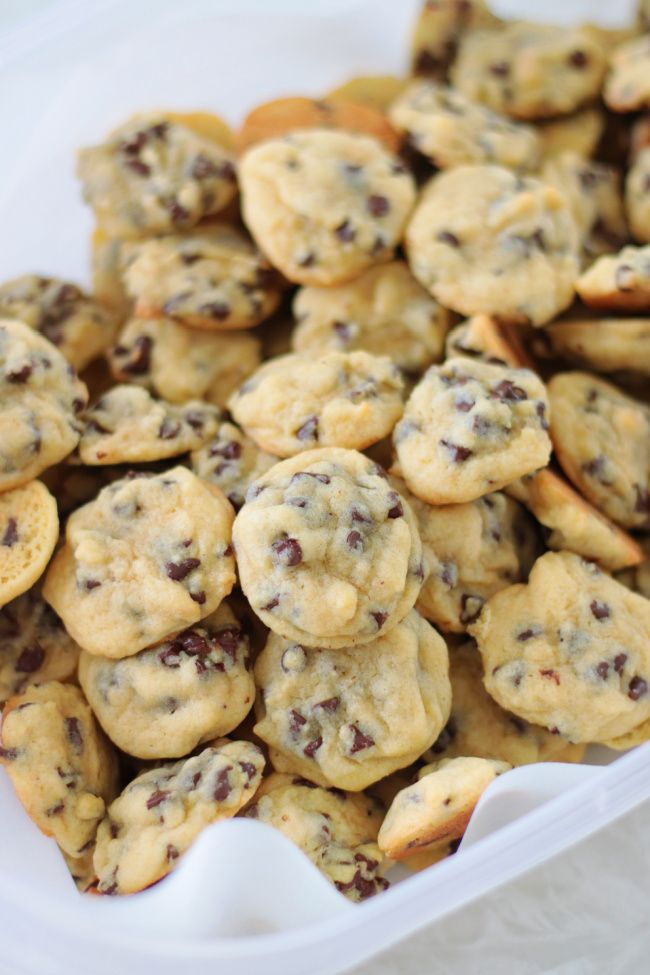 chocolate chip cookies in a plastic container