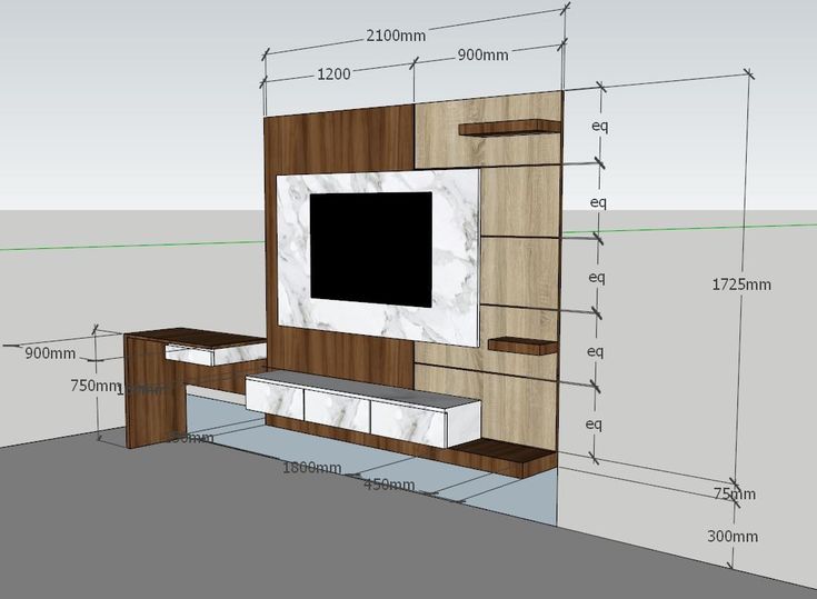 an entertainment center is shown with measurements for the wall unit and tv stand in front of it