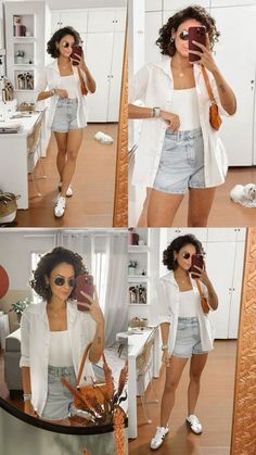 Camisa E Short, Look Camisa Branca E Short Jeans, Short Concert Outfit, Look Short E Tenis, Jean Short Outfits Summer Casual, Summer Outfits 2024 Short Women, Look Shorts Jeans, Look Com Shorts Jeans, Look Short Jeans Dia