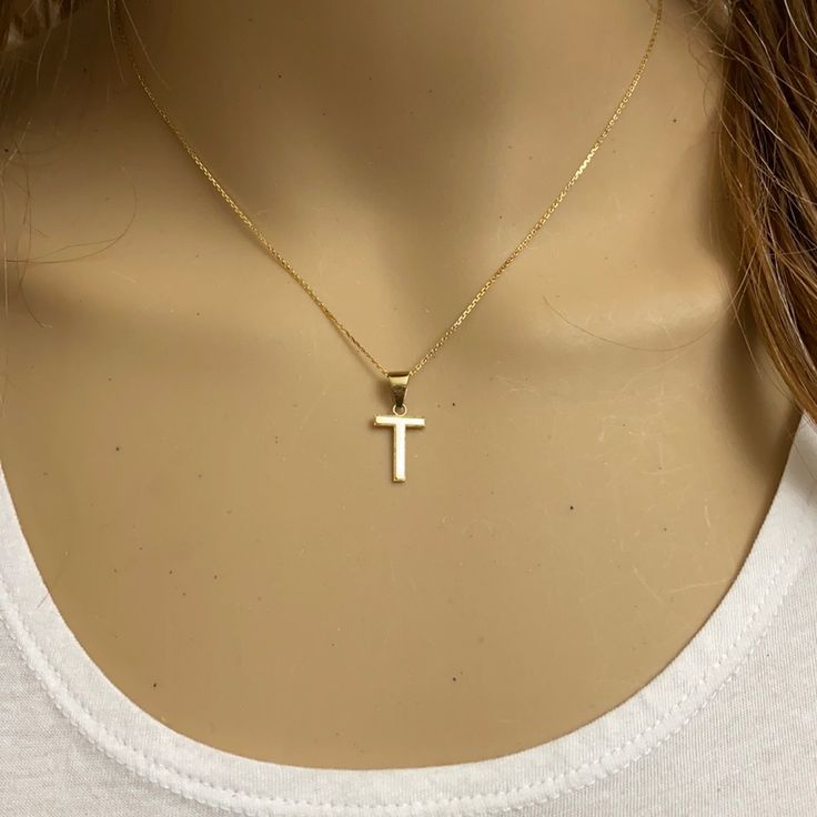 Solid 10k Gold Small Milgrain Initial Letter T Pendant Necklace Metal Type: 10k Solid Gold (Available In 14k Gold) Metal Color: Yellow Gold. (Also Available In White Gold And Rose Gold) Pendant Weight: 0.7 Grams Pendant W/Chain : 1.7 - 1.9 Grams (Vary From Chain) Height With Bale: 0.87 In (22 Mm) Width: 0.45 In (11 Mm) Chain Available In 16", 18", 20", 22” Available In Another Listings In Any Letter A-Z Note: Made To Order. Please Allow 3-6 Days To Ship Gold Letter T Necklace, A Letter Pendent Gold, Dainty Initial Pendant Jewelry, Tarnish Resistant, Gold-tone Initial Pendant Necklace For Gifts, Gold-tone Initial Pendant Chain Necklace For Gift, Alphabet Gold Pendant, Shine Jewelry, Gold Letter Necklace, Rose Gold Pendant