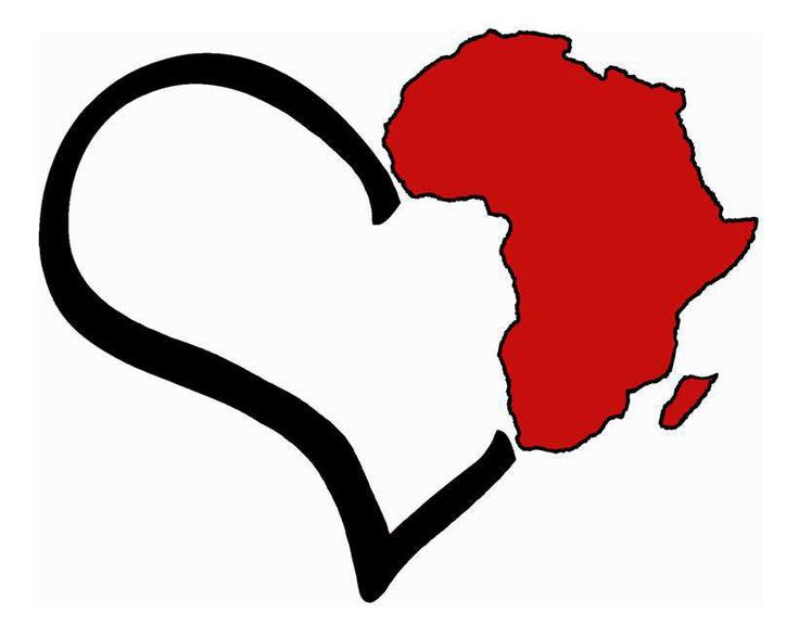 a red heart with the shape of africa in it's center and an outline of south america