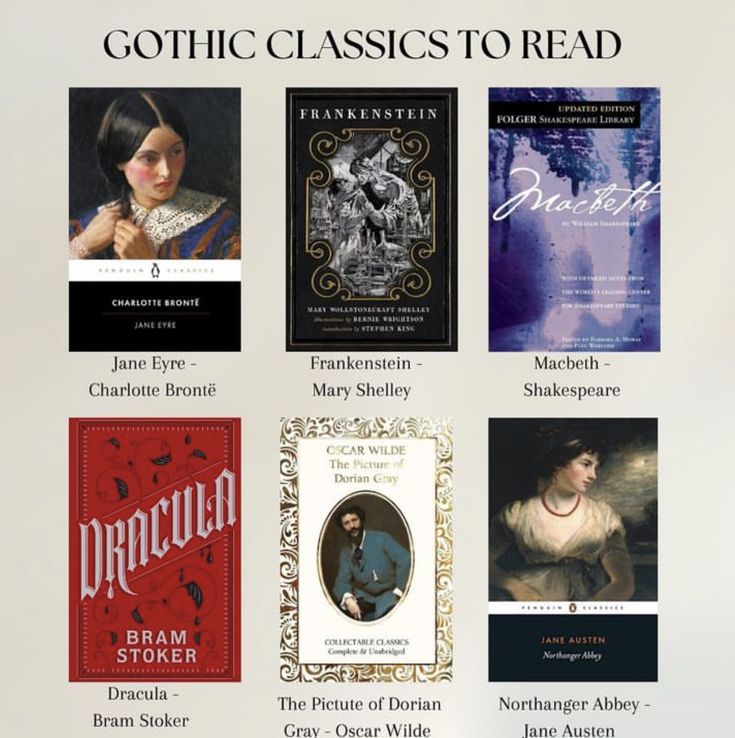 some books that are on top of each other with the words gothic classics to read