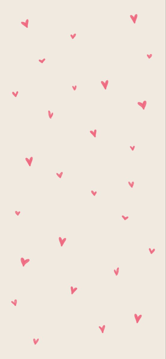 pink hearts are flying in the air against a white background with red dots on it