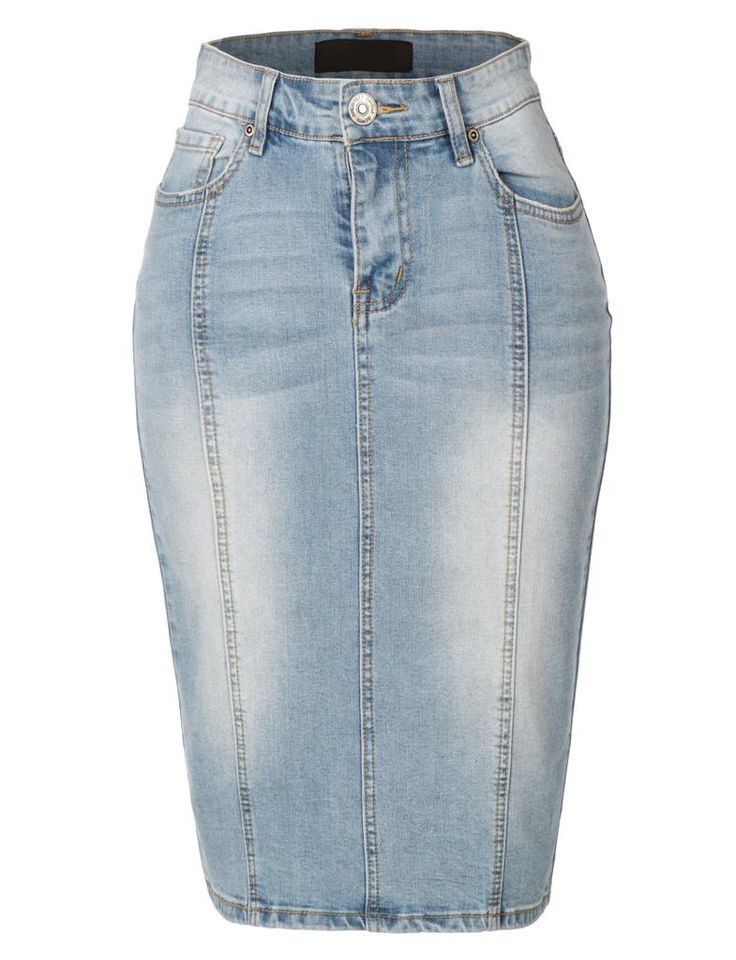 LE3NO Womens Fitted Pencil Denim Jean Skirt with Pockets Modest Denim Skirts, Fitted Skirts, Denim Skirt Fashion, Denim Skirt Outfits, Pocket Skirt, Stretchy Skirt, Stretch Pencil Skirt, Denim Jean Skirt, All Jeans