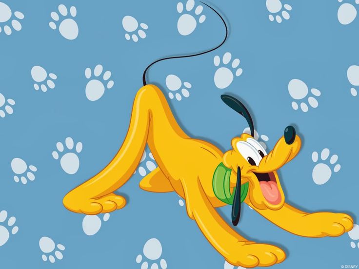 the cartoon dog is laying down with paw prints on it's back and tongue out