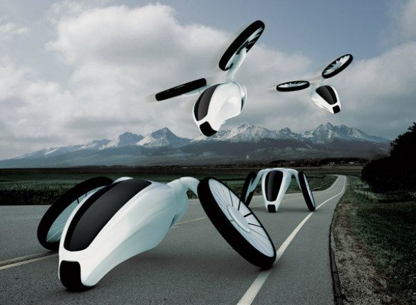 an artistic rendering of futuristic cars on the road with mountains in the background and clouds overhead