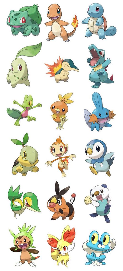 many different types of pokemon characters