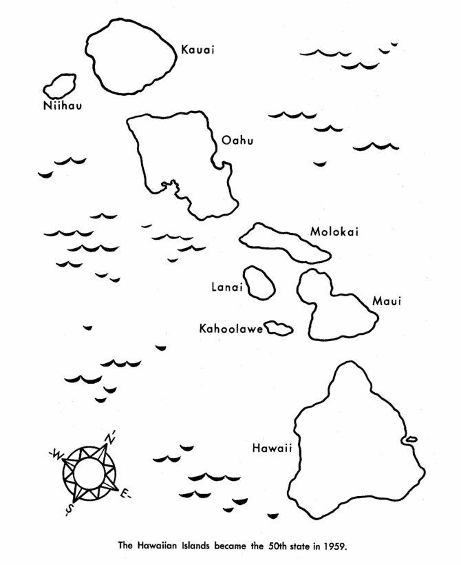 an outline map of the island states