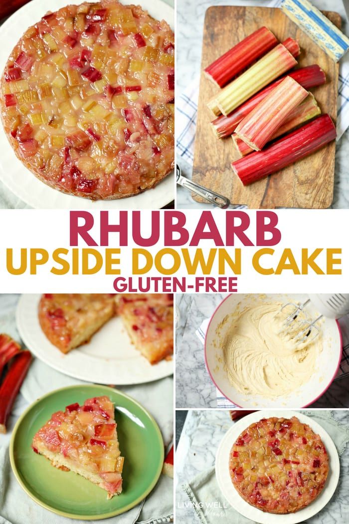 rhubarb upside down cake collage