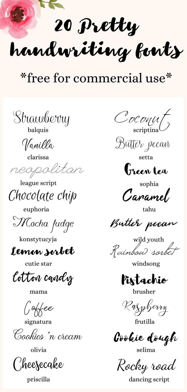 20 pretty handwritten fonts for commercial use - free printable and customizable